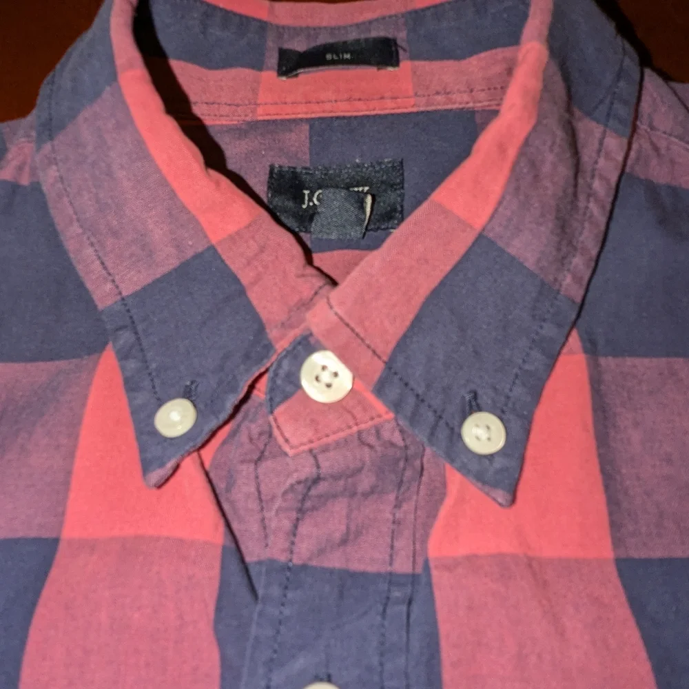 J. crew mens button down slim cut long sleeve cotton shirt, size medium